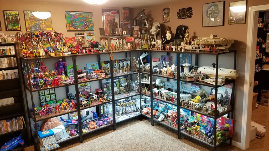 toy collector display shelf lighting setup