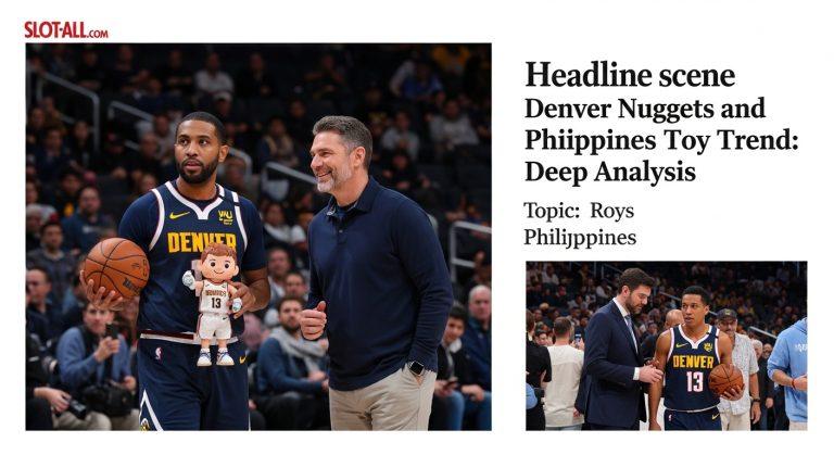 Editorial collage of Denver Nuggets-themed toys in a Philippine market setting for trend analysis.